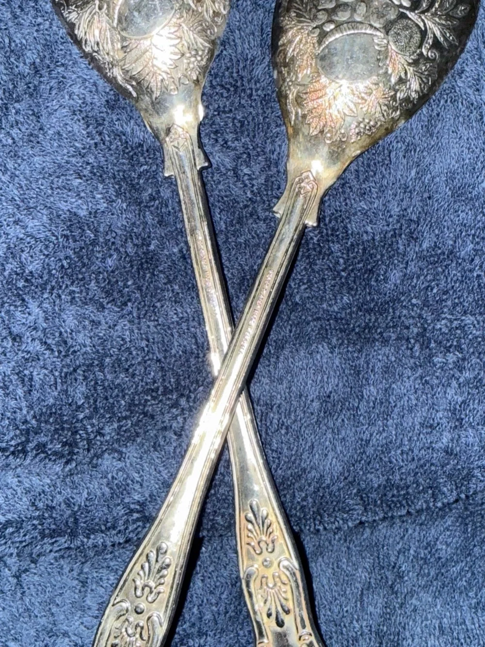 Vintage silver plated serving fork and spoon made in England.